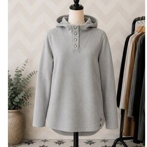 The North Face Crescent Hooded Pullover Sweater Knit Fleece Gray Size M
